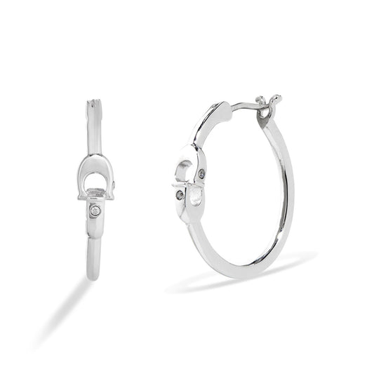 COACH INTERLOCKING C SMALL HOOP EARRINGS